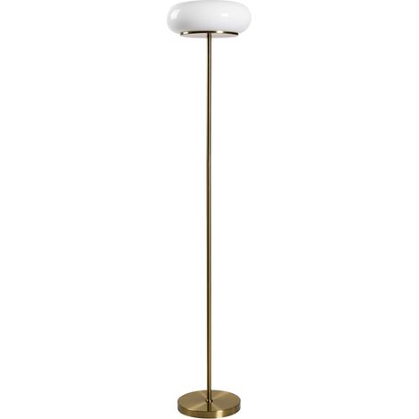 Lampada da terra a LED con paralume ovale in vetro e base in metallo bianco Nith (1/5)