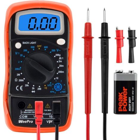 Multimètre Numérique LCD Rechargeable Mesure AC DC NCV Résistance Continuité Température (1/4)