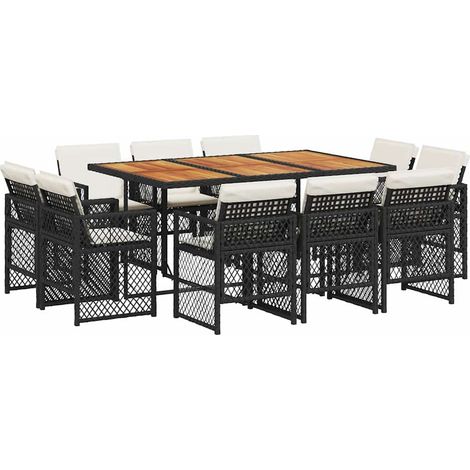 Maison Exclusive - Set da Pranzo da Giardino 11 pz con Cuscini in Polyrattan Nero (1/5)