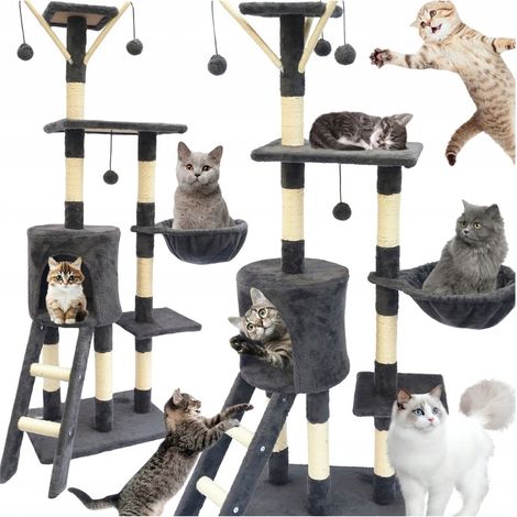 Griffoir pour chat, lit, cabane, abri de jardin, échelle de corde à 6 niveaux