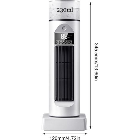 Mini climatiseur pratique,pulvérisation,6 vitesses,Flux d'air grand angle à 120°,Recharge USB,Affichage LED,Maison et bureau,Blanc (1/4)