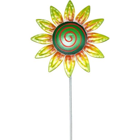 Metallene Sonnenblumen-Gartendekoration, rostbeständiger Solarstecker, Skulptur für den Außenbereich, Rasenornament aus Edelstahl.