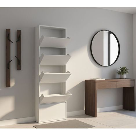 Scarpiera - 10 Paia 5 Ante, Bianco, -, 50x15x172h cm Manizales