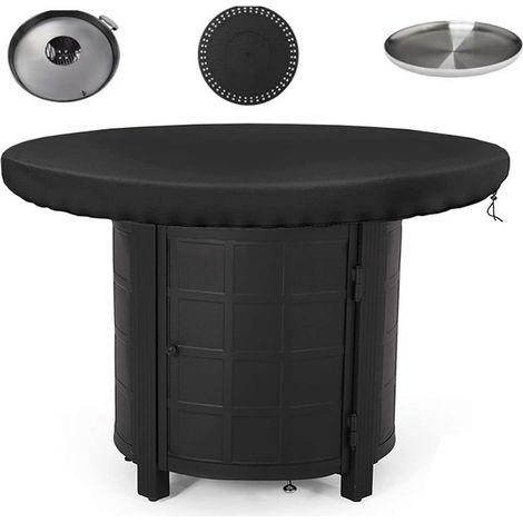 Housse Brasero Rond,100CM Housse de Protection pour Plaque de Feu,étanche à l'eau et à la Poussière Tissu Oxford 420D Résistance Aux UV Housse de Protection Barbecue (Noir) (1/5)
