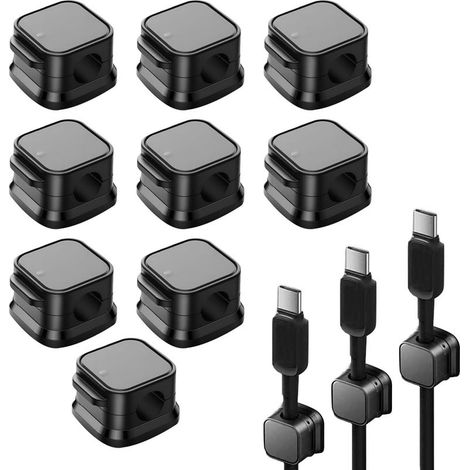 9 Pièce Clips Cable,Magnetic Cable Clips,Accroche Cable,Clips Cable Adhesif,Cable Clips,Support Cable,Pince Cable,Accroche Cable Adhésif,pour Câble de Chargement,HDMI,USB,Câble Audio(Noir) (1/5)