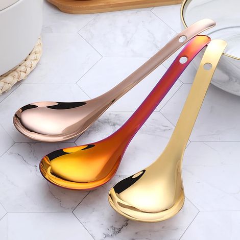 Cuillère À Riz - Acier Inoxydable 18/8 - Manche Long - Finition Miroir - Pour Soupe Dessert Thé Café - Lot De 1 (1/5)