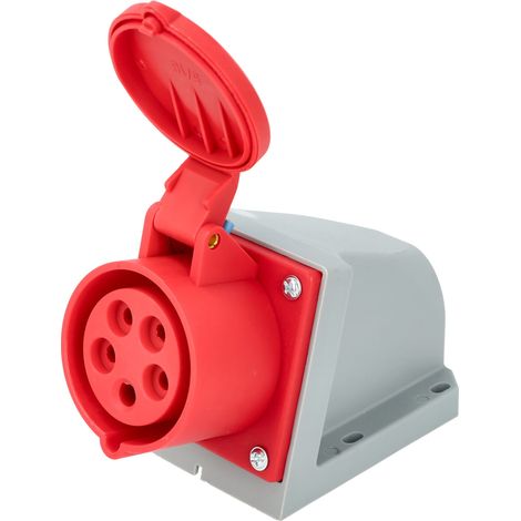 Jandei - Conector de potencia industrial 32A 4P+E 6H Hembra Pared Recto 240-415Vac IP44