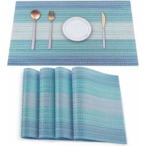 Vinyl Placemats Set of 4 Stain Resistant Foldable Washable Wipeable Placemats for Kitchen Dining Table Decor (1/5)