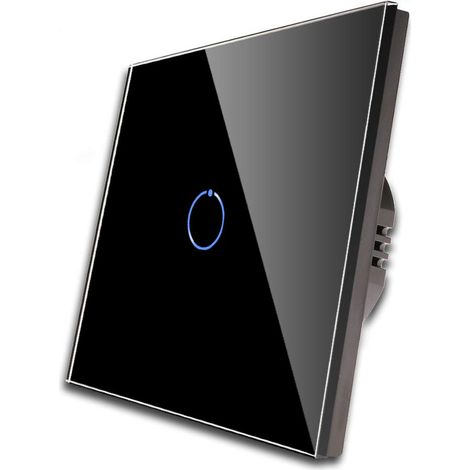 Interrupteur tactile simple, panneau en verre trempé avec rétroéclairage LED, pas de fil neutre nécessaire, 1 interrupteur 1 voie, AC 240 V 500 W (1/5)