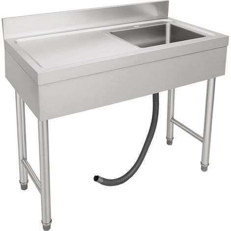 Lavabo en acier inoxydable - évier de cuisine avec tuyau d'écoulement et autres accessoires - Évier autoportant réglable en hauteur - Pour restaurant, cuisine, garage, buanderie, 100 x 50 x 80 cm (1/5)