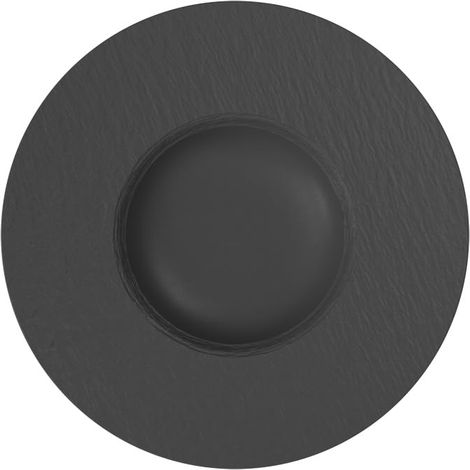 Assiette à Pâtes 28 cm Noir, Garanti Lave-Vaisselle, Compatible Micro-Ondes, Bol en Céramique pour la Soupe ou Nouilles, Vaisselle, Porcelaine (1/4)