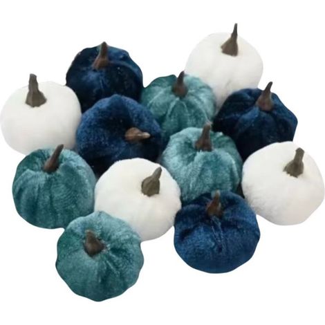 Citrouille Artificielle - 3 Pouces - Velours - Décoration Automne Halloween - Centre de Table Intérieur - Lot de 12 (1/5)