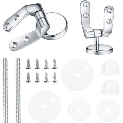 Charniere Abattant WC, Kit Fixations Remplacement pour WC Abattant, Charnière WC Fixations, pour Sièges de Toilette en Résine de Bois - 2 Pcs (1/5)