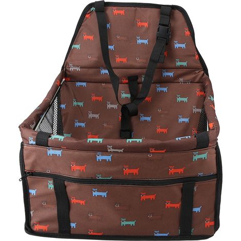 Siège avant de voiture en tissu Oxford pour chien et chat, tapis antidérapant, panier de transport de sécurité (café) (1/5)
