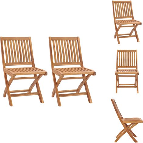 Gartenstühle - Living Klappbare Gartenstühle 2 Stk. Massivholz Teak (1/5)