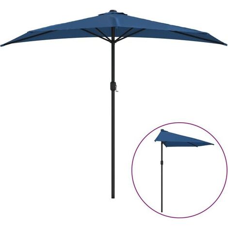 Parasol de balcon avec mât en aluminium Bleu 270x144x222cm Demi (1/2)