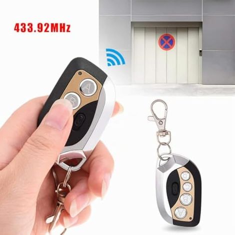 Duplicateur de Télécommande sans Fil,Télécommande Portail Copie,433 92MHz Clonage électrique Clonage Universel Duplicateur Clé Fob pour Porte de Garage (Or) (1/5)
