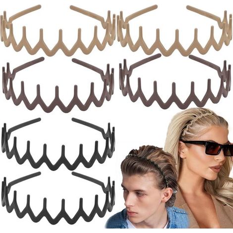 6 fasce per capelli a zig-zag – Fascia ondulata in plastica con dentini a pettine, accessori per donne, uomini e ragazze (1/5)