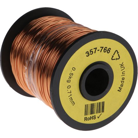 Fil de cuivre 0,4 mm² RS PRO 21 AWG Mono conducteur diamètre 0.78mm, longueur 120m ( Prix pour 1 )