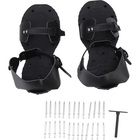 1 Paire de Sandales à Pointes Aérateur de Gazon en PU pour Jardin et Pelouse - Noir (1/5)