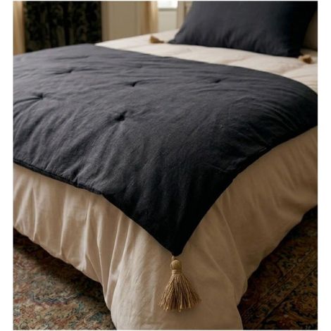 Edredon bout de lit en coton 90 x 190 cm Cocon gris foncé (1/3)
