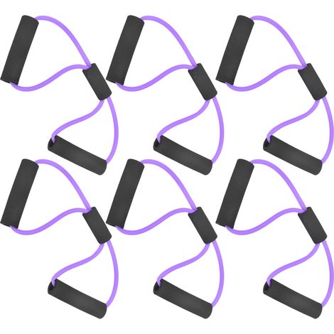 Lot de 6 sangles de traction en forme de 8 pour le fitness, le yoga et l'entraînement à domicile (TPE, violet) (1/5)