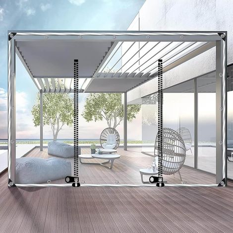 Telone trasparente impermeabile ad alta resistenza, tenda in telone trasparente con porta a cerniera, pannelli laterali realizzati in robusto telone trasparente in PVC da 0,5 mm (5x2 m (16,46,6 piedi)