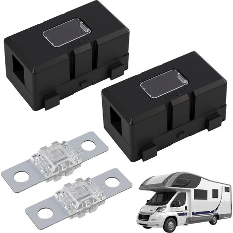 Lot de 2 Porte-Fusibles de Voiture ANS et 2 Fusibles Boulonnés à Courant Élevé 80A - pour Voitures, Camions, Véhicules de Construction, Machines Agricoles, Bus et Caravanes (1/5)
