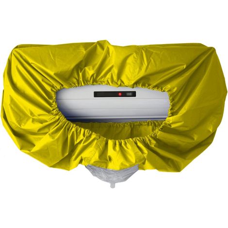 Sacco protettivo per split a parete in tessuto Oxford di colore giallo, dotato di coulisse regolabile. 00000012045