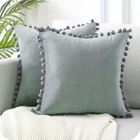 Juego de fundas de cojín grises para la decoración de habitaciones infantiles, accesorios decorativos para cojines y sofás, terciopelo liso de doble cara.