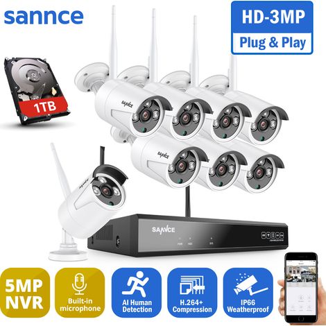 Caméra de surveillance WiFi extérieure 3MP – Vision nocturne jusqu'à 30m – IP66 étanche – Enregistrement 2K FHD – Microphone intégré – Sannce (1/5)