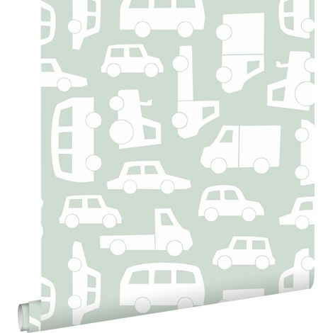 papier peint voitures vert menthe - ESTAhome (1/5)