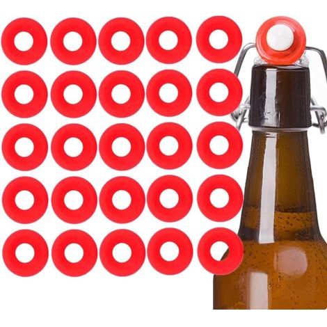 25 joints Grolsch pour bouteilles à bouchon à vis, en silicone rouge, souples et étanches, de rechange pour bouteilles de bière artisanale et bouteilles de soda.-AquaForge (1/5)