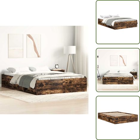 Letto con doghe in compensato - vidaXL Giroletto Rovere Fumo 160x200 cm - Letto moderno
