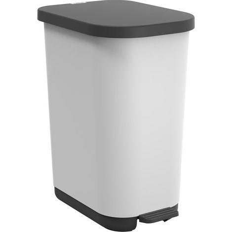 Rotho Cubo de basura Ribo con tapa a prueba de olores y pedal, capacidad de 25-40 litros, uso óptimo de la bolsa de basura, Kunstsoff
