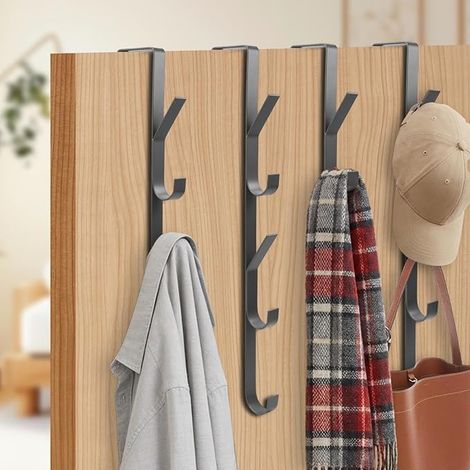 Vertical Door Hooks Door Hangers Clothes Coats Towels Hats Bags Gray (1/5)