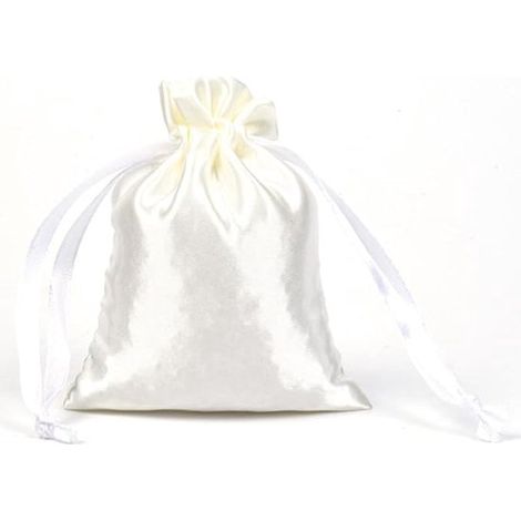 6 Seidenbeutel mit Kordelzug 15 x 20 cm Schmuckbeutel Satinbeutel zum Befüllen Geschenkbeutel mit Kordelzug für Schmuck Geschenkverpackung beige