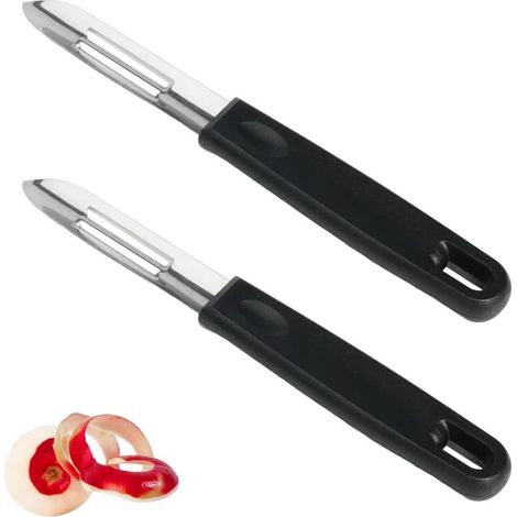 Lot de 2 Éplucheur Légumes, Éplucheur Pomme de Terre, Épluche Pomme et Économe Legumes, Lame Acier Inoxydable, Manche Ergonomique Antidérapant pour Pommes de Terre, Carottes, Fruits (1/5)