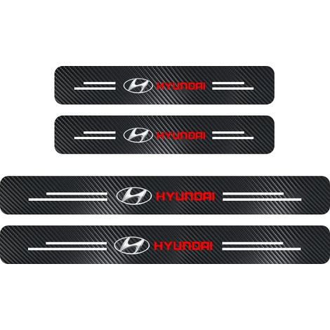 (Autocollant de seuil) 4 pièces Protection de seuil de porte et de coffre en cuir et fibre de carbone pour Hyundai Creta IX35 IX20 SONATA ACCENT Elantra (1/3)