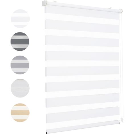 Sekey – Store enrouleur zébré jour nuit 55 x 150 cm blanc – Installation sans perçage – Protection solaire occultants – 90% d'opacité (1/5)