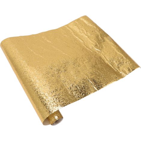 Papier peint autocollant en feuille d'aluminium résistant à l'huile, imperméable et auto-adhésif, pour tiroirs, placards et comptoirs de cuisine, couleur or, 30 cm x 2 m / 11,8 x 78,7 pouces
