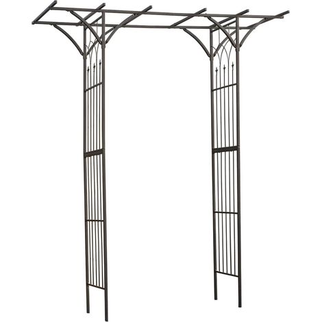 Pergola double droite en acier galvanisé laqué époxy noir - 114 x 66 x 232 cm - Nature (1/5)