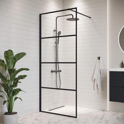 Duschwand Essos 80 x 200cm Glas Duschabtrennung Schwarz - Walk-I