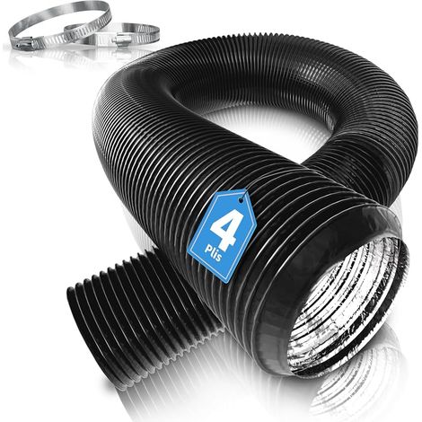 100mm Tuyau de Ventilation Flexible Alu 4 Couches, Conduit d'air Résistant à la Chaleur avec Colliers de Serrage pour Climatiseur Mobile, Sèche-linge, Hotte Aspirante, HVAC 100mm x 3m (1/5)