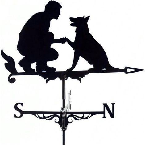 Panneaux de direction pour personnes et chiens - girouette rétro en métal noir avec indicateur de direction du vent - convient à la décoration extérieure - dans le jardin - sur le toit et dans la clôt (1/3)