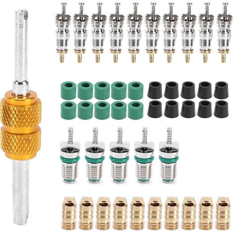 Noyau de valve de climatisation, 46 pièces/ensemble, outil de démontage et d'installation de noyau de valve de climatisation Schrader pour R410/R22/R134a (1/5)