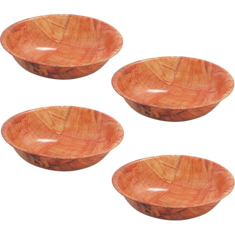 Lot de 4 Saladier en bois tressé, 15 cm, design robuste pour cuisine professionnelle et usage domestique (1/5)
