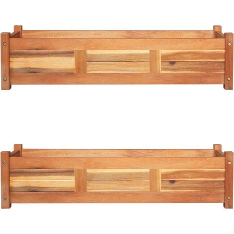 Fioriera aiuola rialzata piante fiori giardino 2 pezzi 100 x 30 x 25 cm legno di acacia 020001338