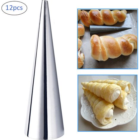 12 Gebäcktüten aus Edelstahl, DIY-Spiralcroissantform