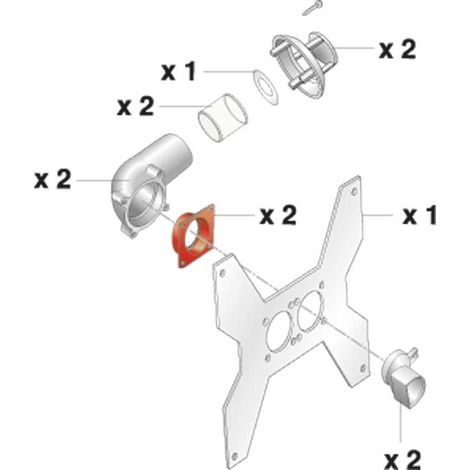 KIT SDOPPIAGGIO TUBAZIONI CON STAFFA IN METALLO PER ""GAZELLE EVO"" Ø35 mm